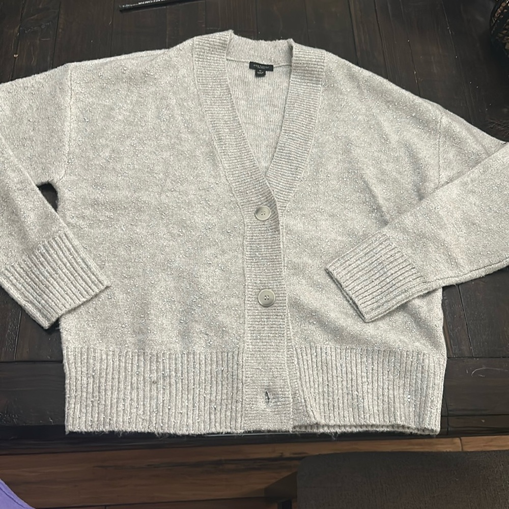 Ann Taylor silver sparkle cardigan size XL